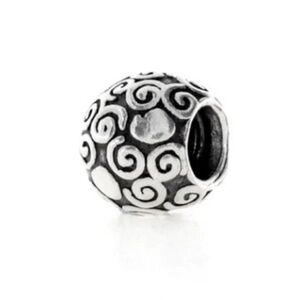 Pandora Retired Sterling Silver Swirl Dot Bead Charm, Authentic 925